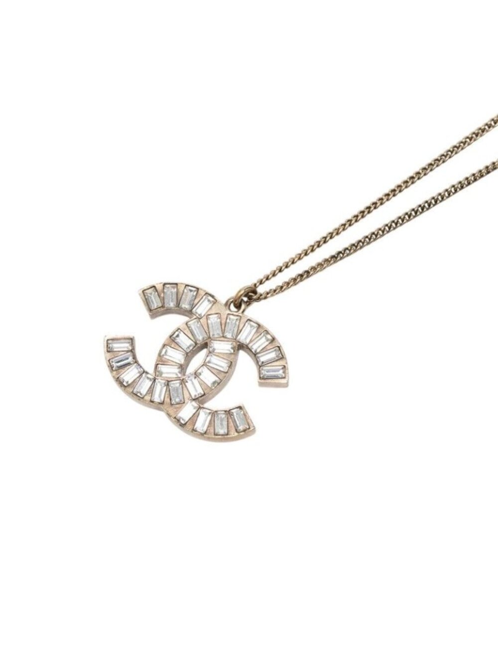 Chanel CC Logo Bijou Chain Pendant Stamp Gold Plated Rhinestone